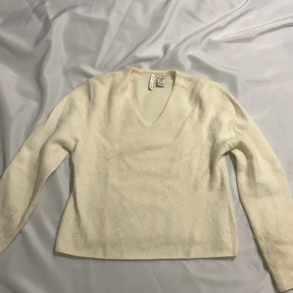 Cream color angora woman’s sweater. Size XL
